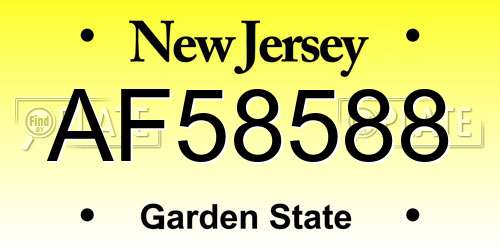 AF58588 New Jersey License Plate