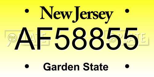 AF58855 New Jersey License Plate