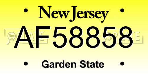 AF58858 New Jersey License Plate