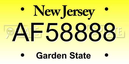 AF58888 New Jersey License Plate