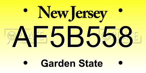 AF5B558 New Jersey License Plate