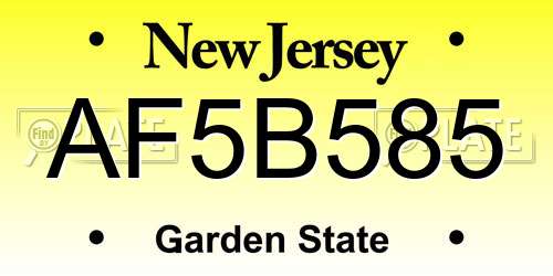 AF5B585 New Jersey License Plate