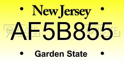 AF5B855 New Jersey License Plate