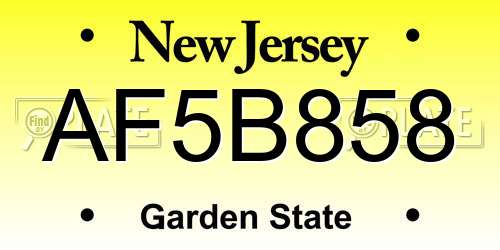 AF5B858 New Jersey License Plate
