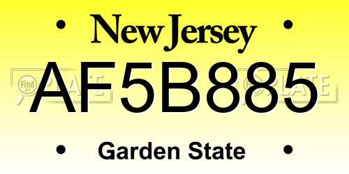 AF5B885 New Jersey License Plate