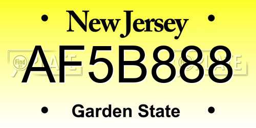 AF5B888 New Jersey License Plate