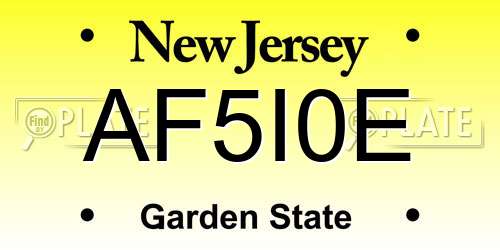AF5I0E New Jersey License Plate