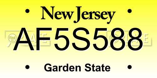 AF5S588 New Jersey License Plate