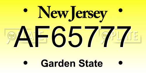 AF65777 New Jersey License Plate