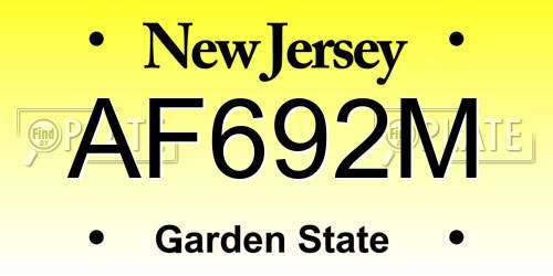 AF692M New Jersey License Plate