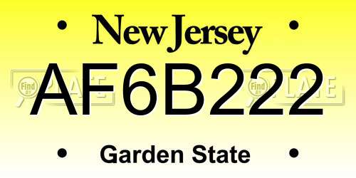 AF6B222 New Jersey License Plate