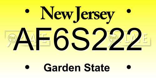 AF6S222 New Jersey License Plate