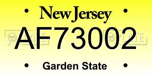 AF73002 New Jersey License Plate