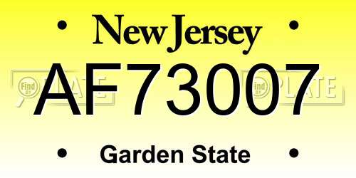 AF73007 New Jersey License Plate
