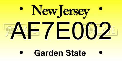 AF7E002 New Jersey License Plate