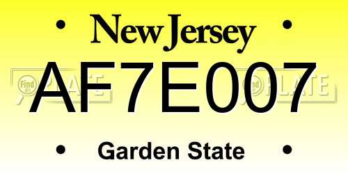 AF7E007 New Jersey License Plate
