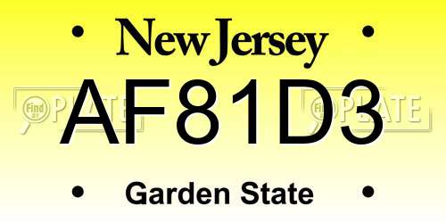 AF81D3 New Jersey License Plate