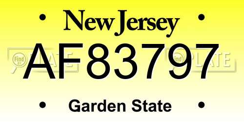 AF83797 New Jersey License Plate