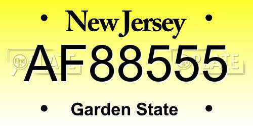 AF88555 New Jersey License Plate