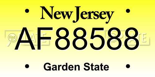AF88588 New Jersey License Plate