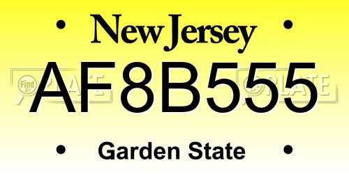 AF8B555 New Jersey License Plate