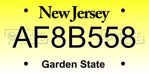 AF8B558 New Jersey License Plate