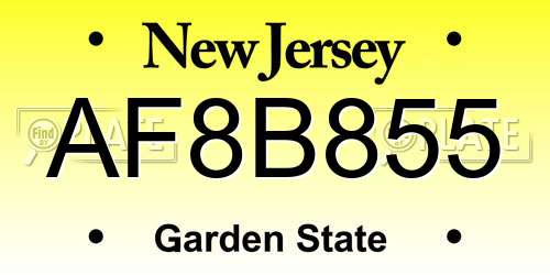 AF8B855 New Jersey License Plate
