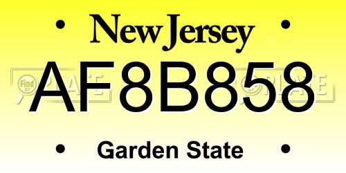 AF8B858 New Jersey License Plate