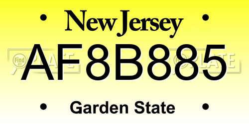 AF8B885 New Jersey License Plate