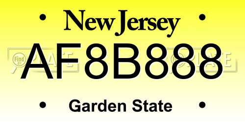 AF8B888 New Jersey License Plate