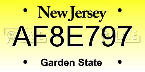 AF8E797 New Jersey License Plate