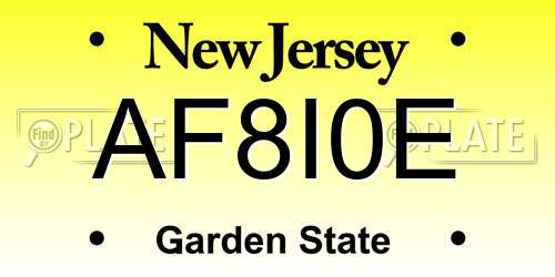 AF8I0E New Jersey License Plate