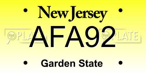 AFA92 New Jersey License Plate