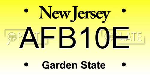 AFB10E New Jersey License Plate