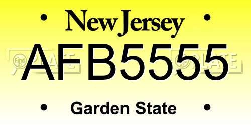 AFB5555 New Jersey License Plate