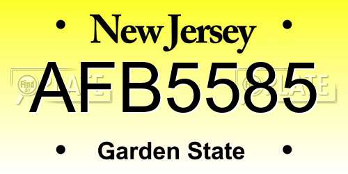 AFB5585 New Jersey License Plate