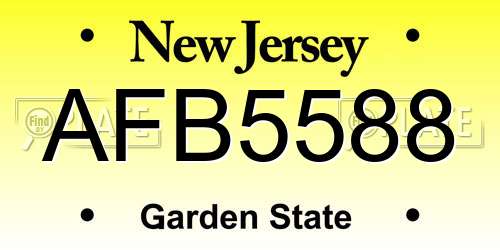 AFB5588 New Jersey License Plate