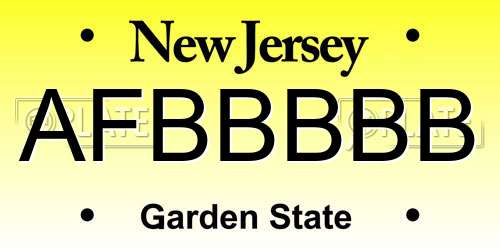 AFBBBBB New Jersey License Plate