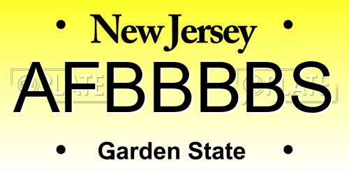 AFBBBBS New Jersey License Plate