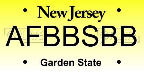 AFBBSBB New Jersey License Plate