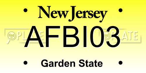 AFBI03 New Jersey License Plate