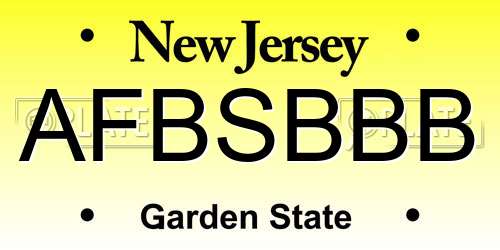 AFBSBBB New Jersey License Plate