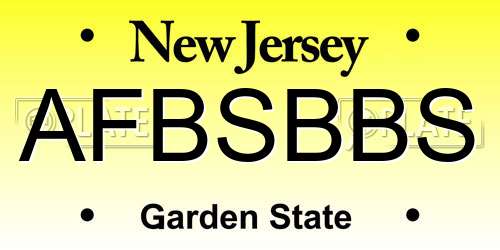 AFBSBBS New Jersey License Plate