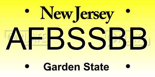AFBSSBB New Jersey License Plate
