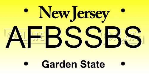 AFBSSBS New Jersey License Plate