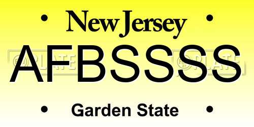 AFBSSSS New Jersey License Plate