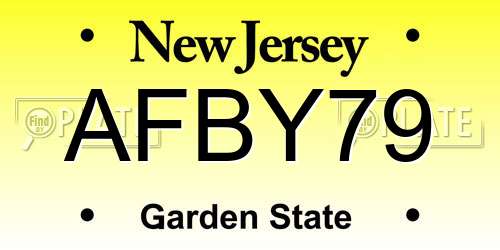 AFBY79 New Jersey License Plate