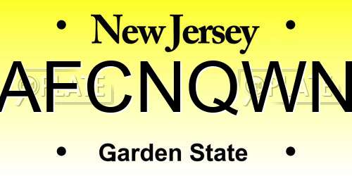 AFCNQWN New Jersey License Plate