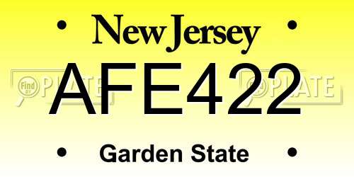 AFE422 New Jersey License Plate