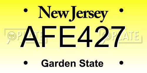 AFE427 New Jersey License Plate